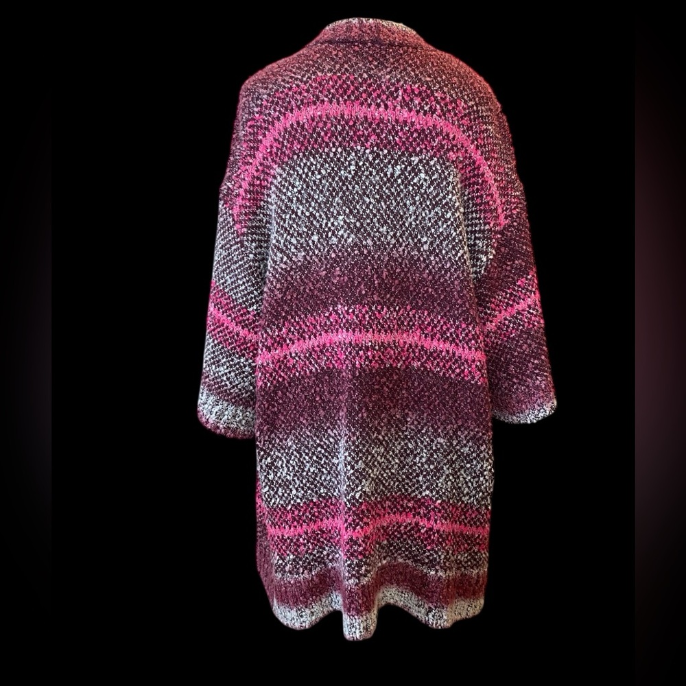 Torrid Size 1 pink, merlot & gray open front Cardigan EUC acrylic,cotton,wool